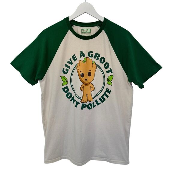 Marvel Give a Groot Don’t Pollute T-Shirt BoxLunch Exclusive Organic Cotton Lrg - Picture 1 of 8